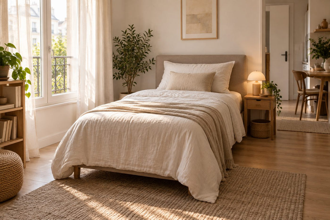 Matelas 120x190 installé dans une chambre accueillante.