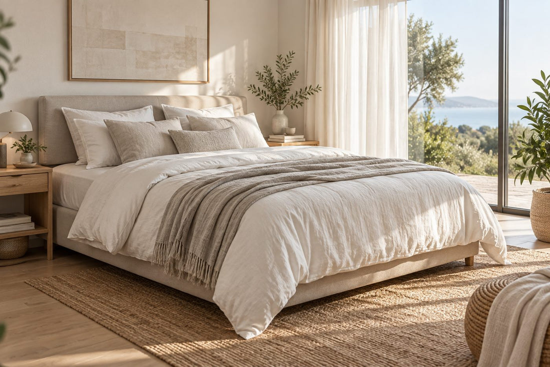 Lit double 160x200 dans une chambre paisible et lumineuse.
