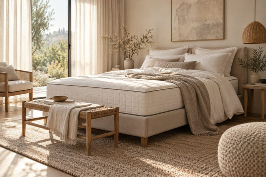 Lit contemporain dans une chambre sobre