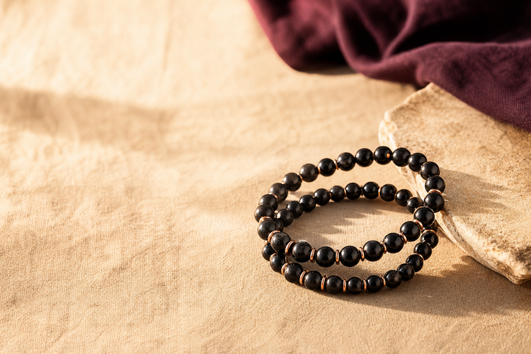 Bracelets en tourmaline noire, faits main