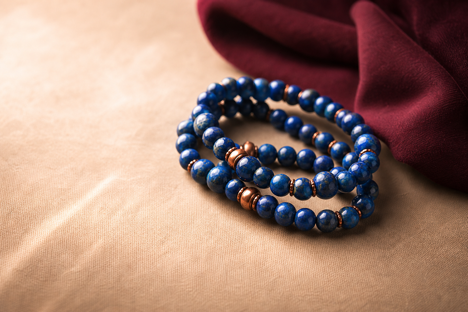 Bracelets en azurite bleu azur, faits main