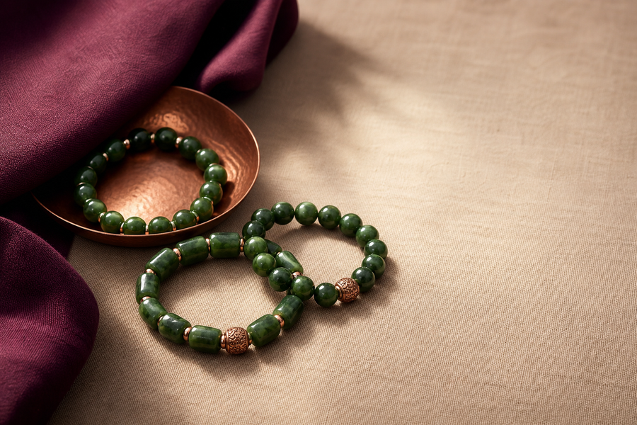 Bracelets en jade vert naturel, faits main