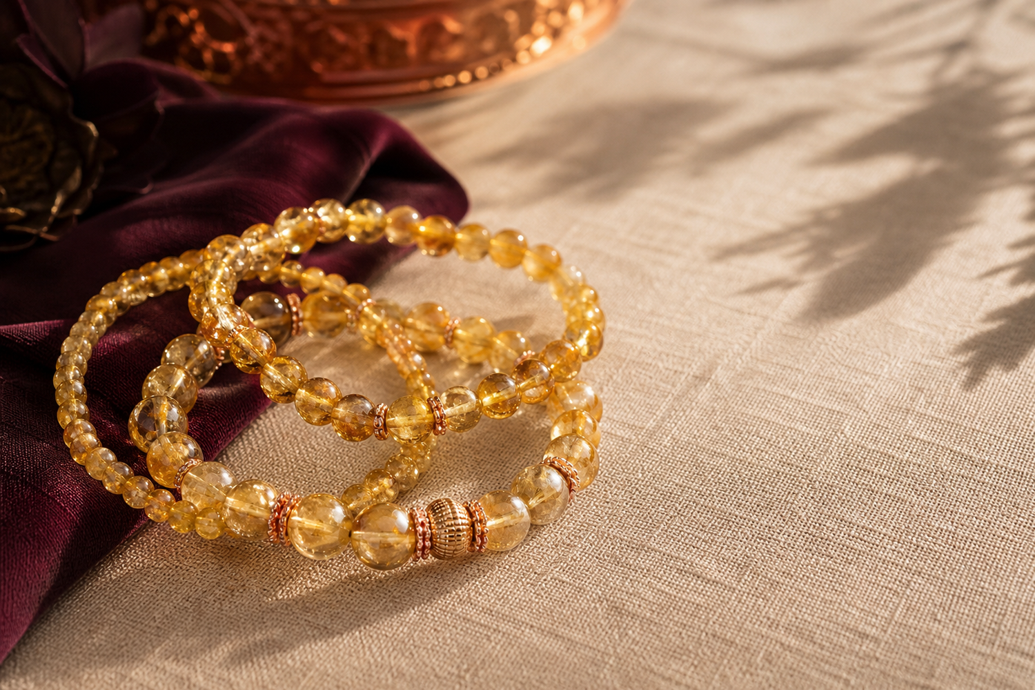Bracelets en citrine doree naturelle, faits main