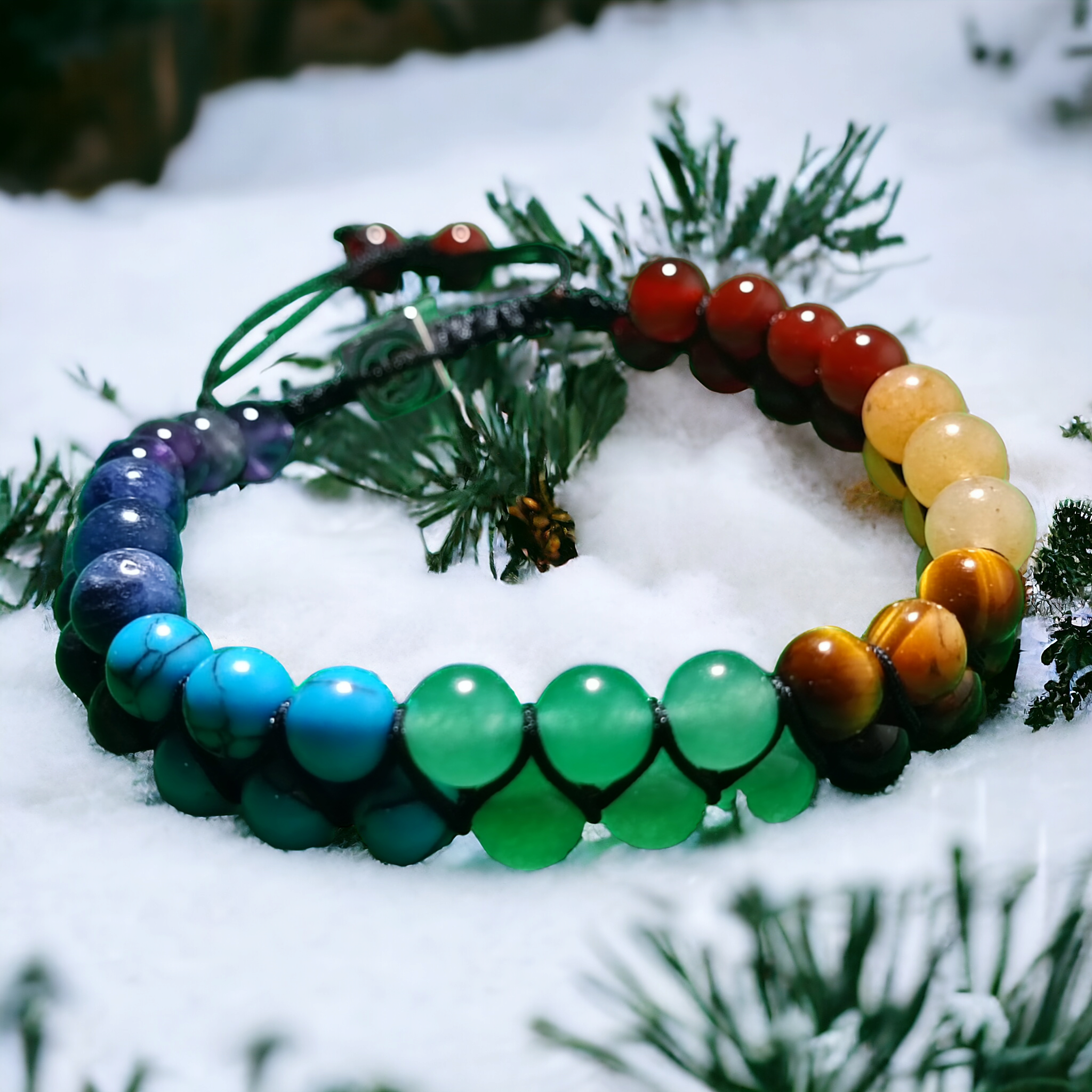 Arc-en-Ciel Énergétique - Bracelet Double 7 Chakras