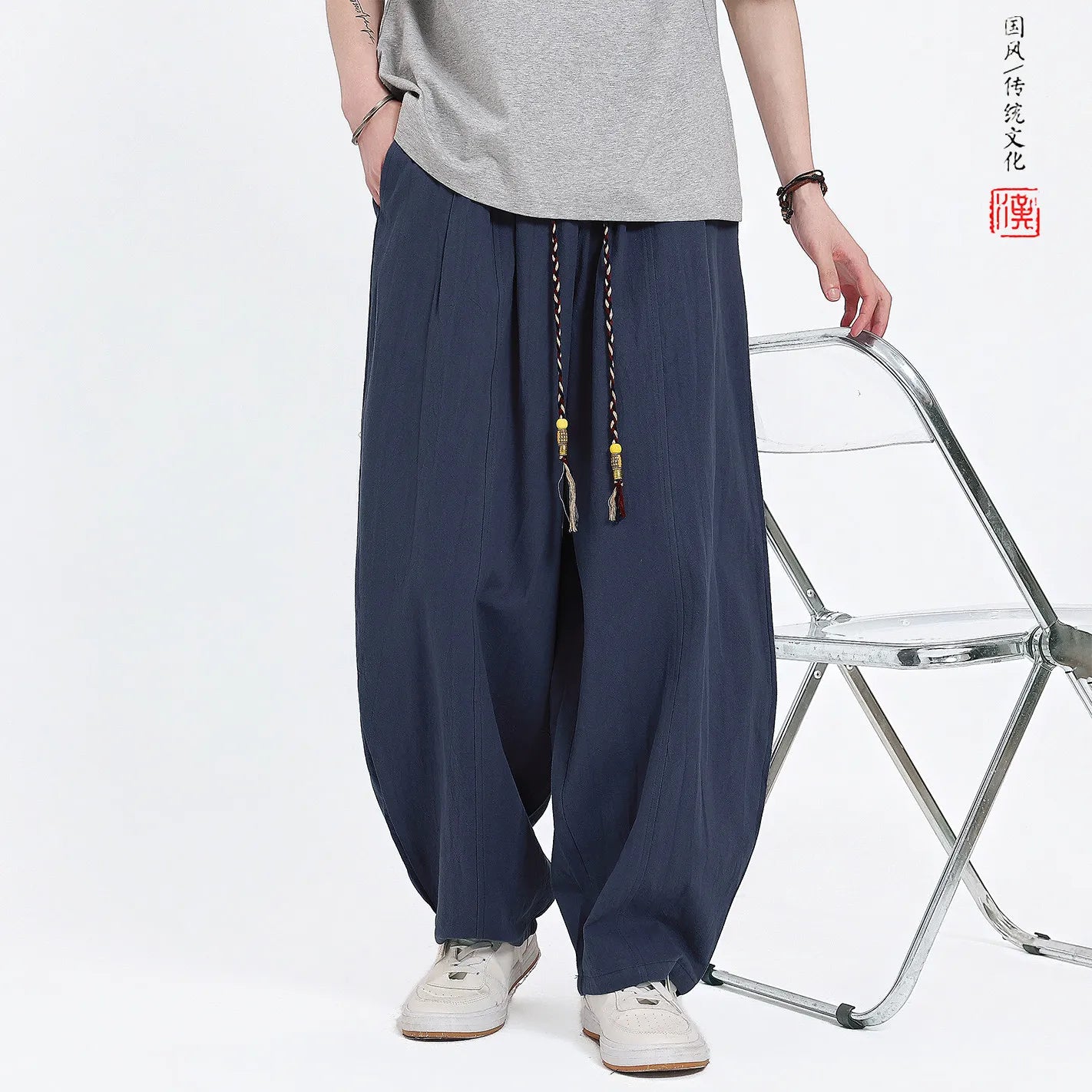 Sarouel Homme Très Large — jusqu'aux grandes tailles — Bleu marine