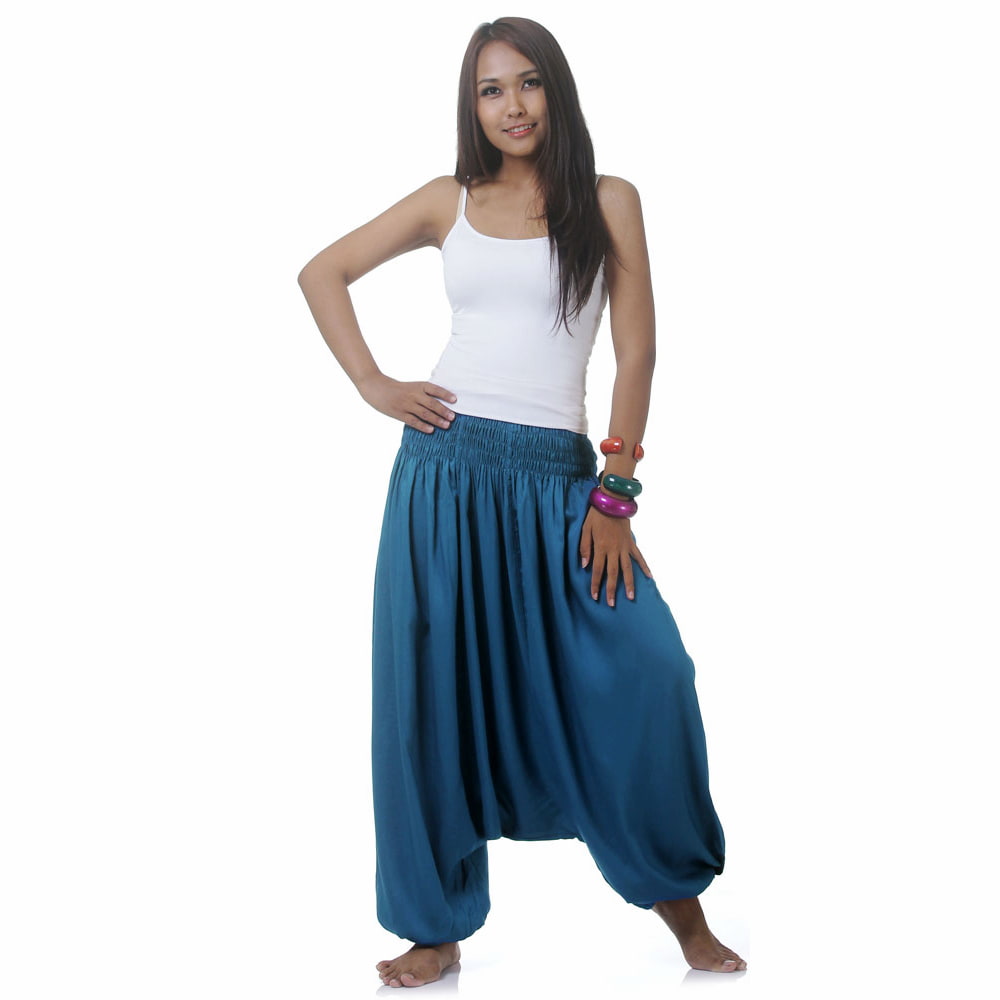 pantalon sarouel femme bleu