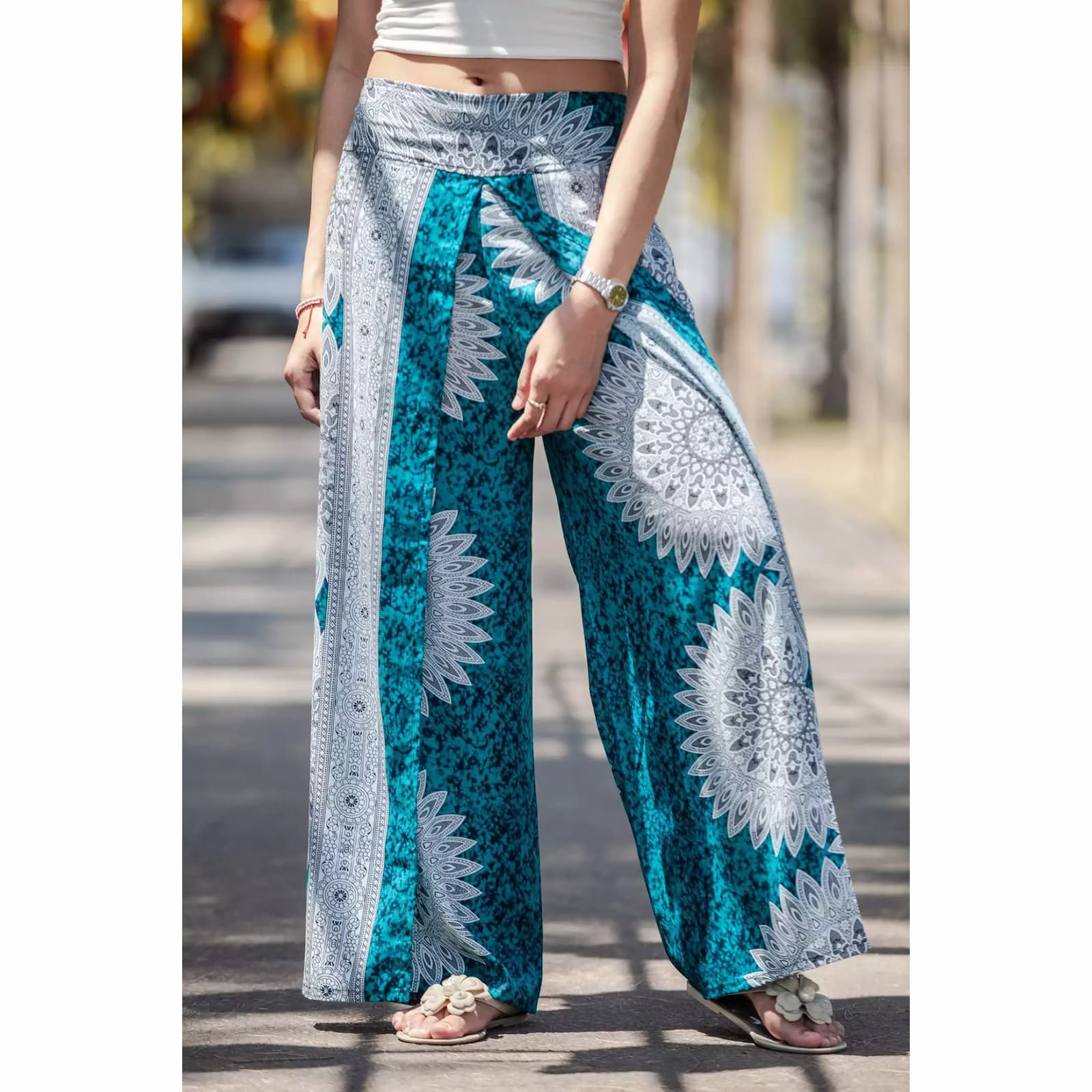pantalon palazzo bleu