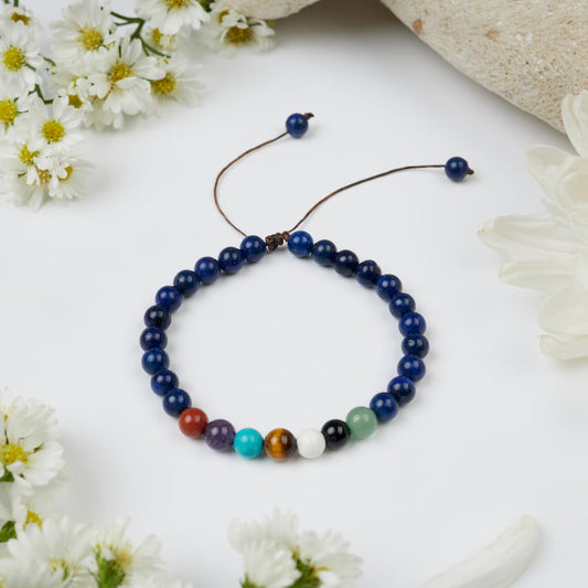 bracelet 7 chakras lapis lazuli 6mm