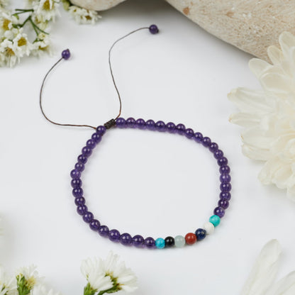 bracelet 7 chakras améthyste 4mm