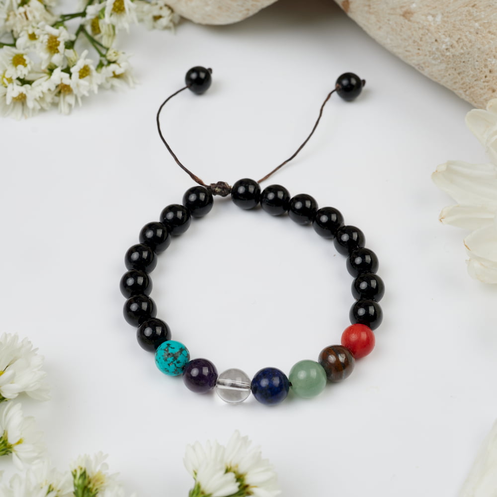 bracelet 7 chakras onyx 8mm