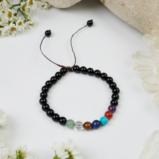 bracelet 7 chakras onyx 6mm