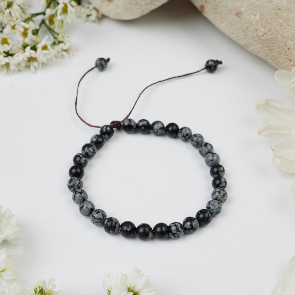 bracelet obsidienne mouchetée 6mm