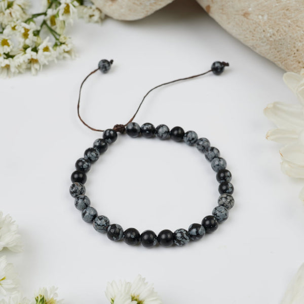 bracelet obsidienne mouchetée 6mm