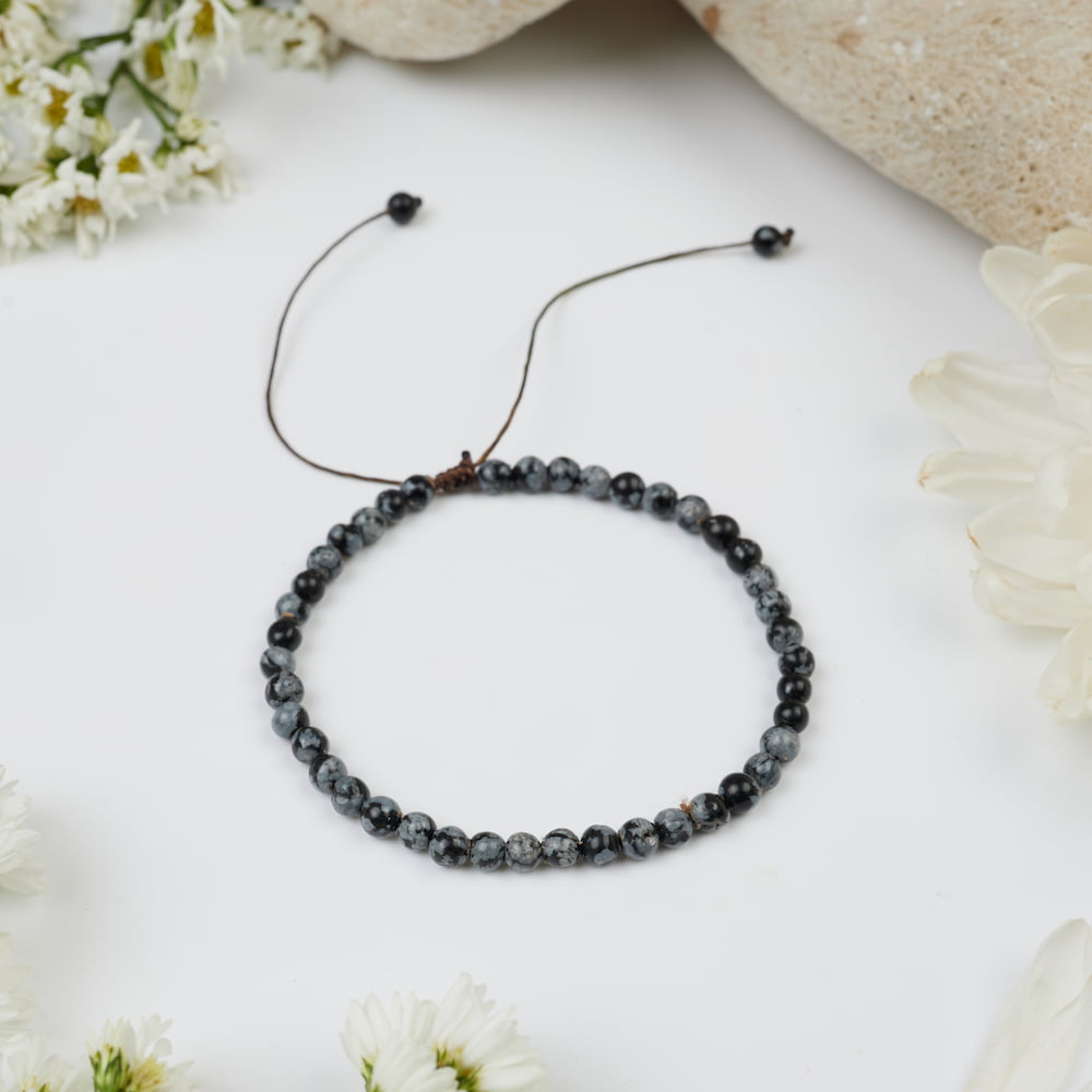 bracelet obsidienne mouchetée 4mm