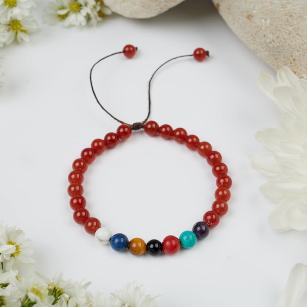 bracelet 7 chakras cornaline 6mm