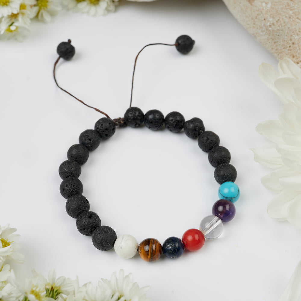 bracelet 7 chakras lave 8mm