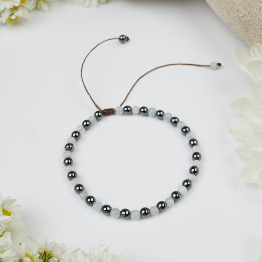 bracelet hematite pierre de lune 4mm