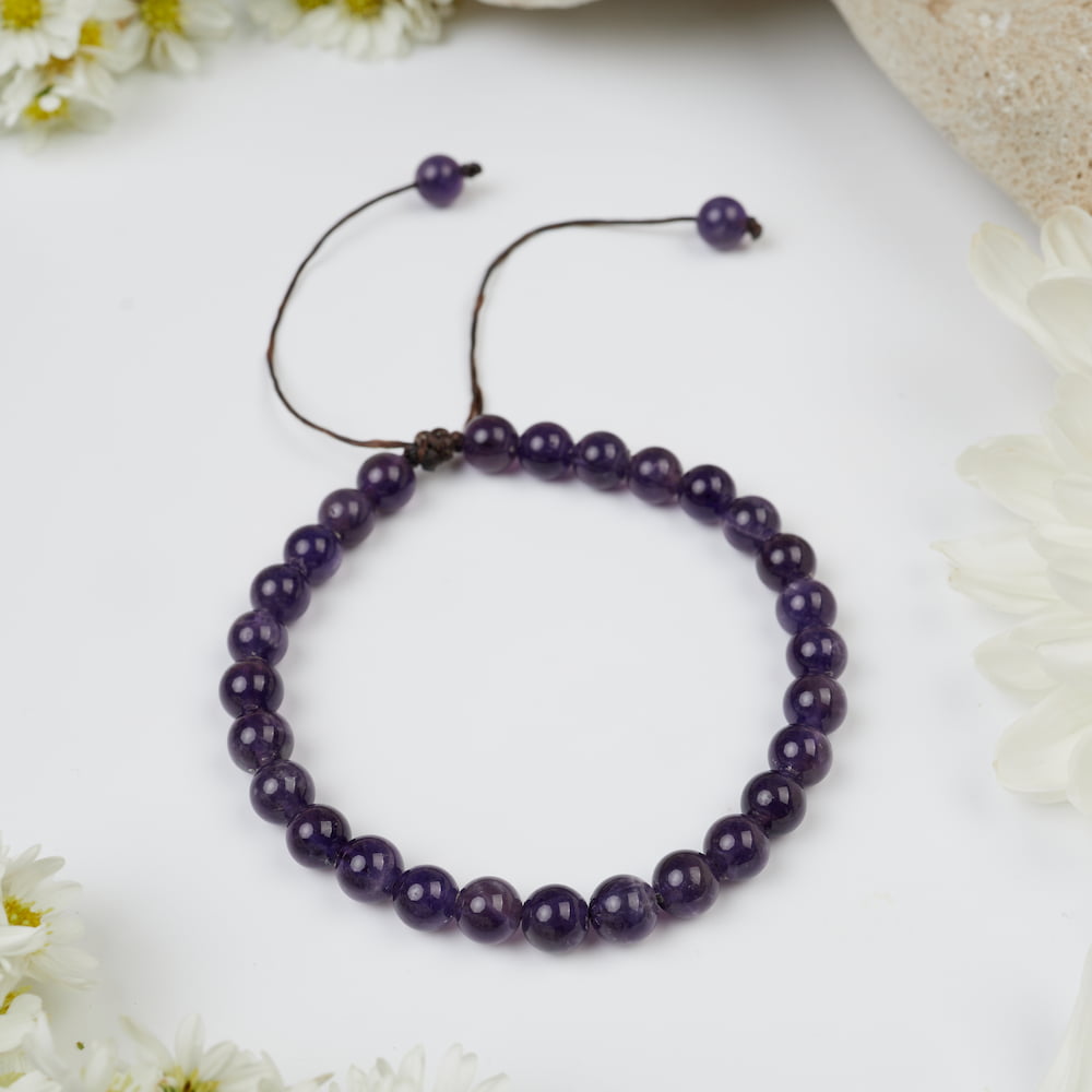 bracelet amethyste foncé 6mm