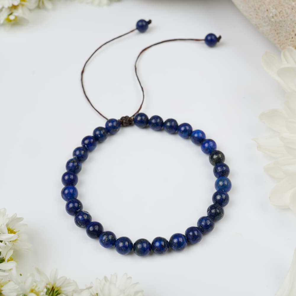 Bracelet femme pierre naturelle Lapis Lazuli / Bracelet coulissant perles  bleu foncé -  France
