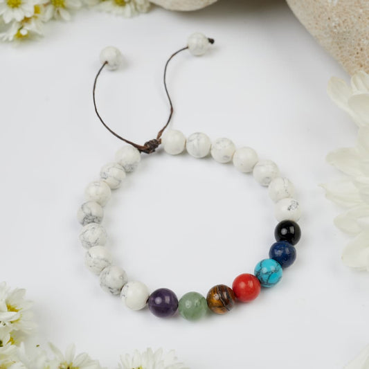 bracelet 7 chakras howlite 8mm