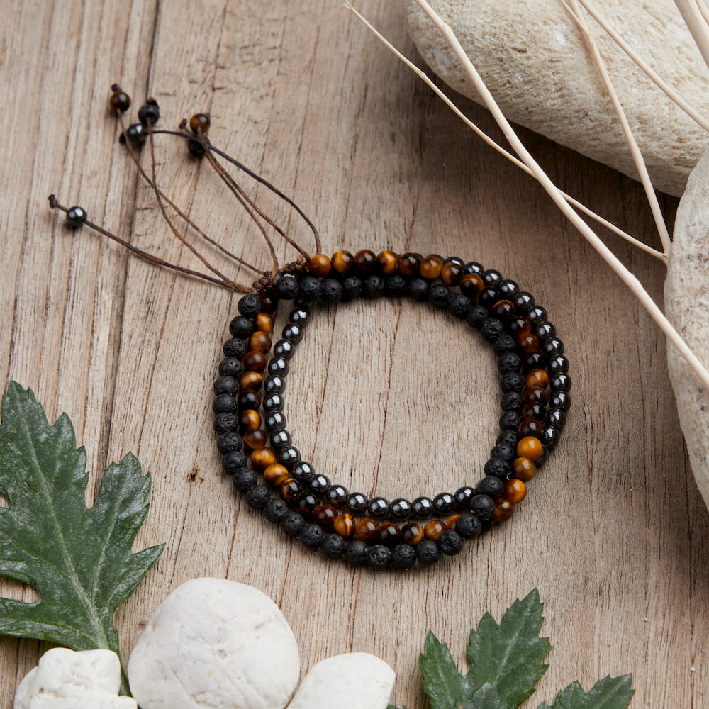 bracelet couple pierre lave oeil de tigre onyx