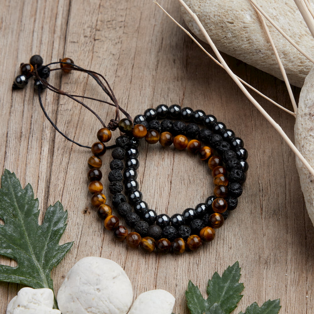 bracelet couple pierre lave oeil de tigre onyx