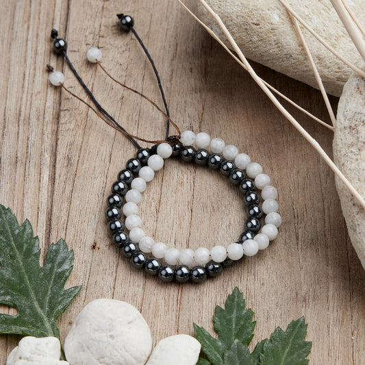 bracelets hematite pierre de lune