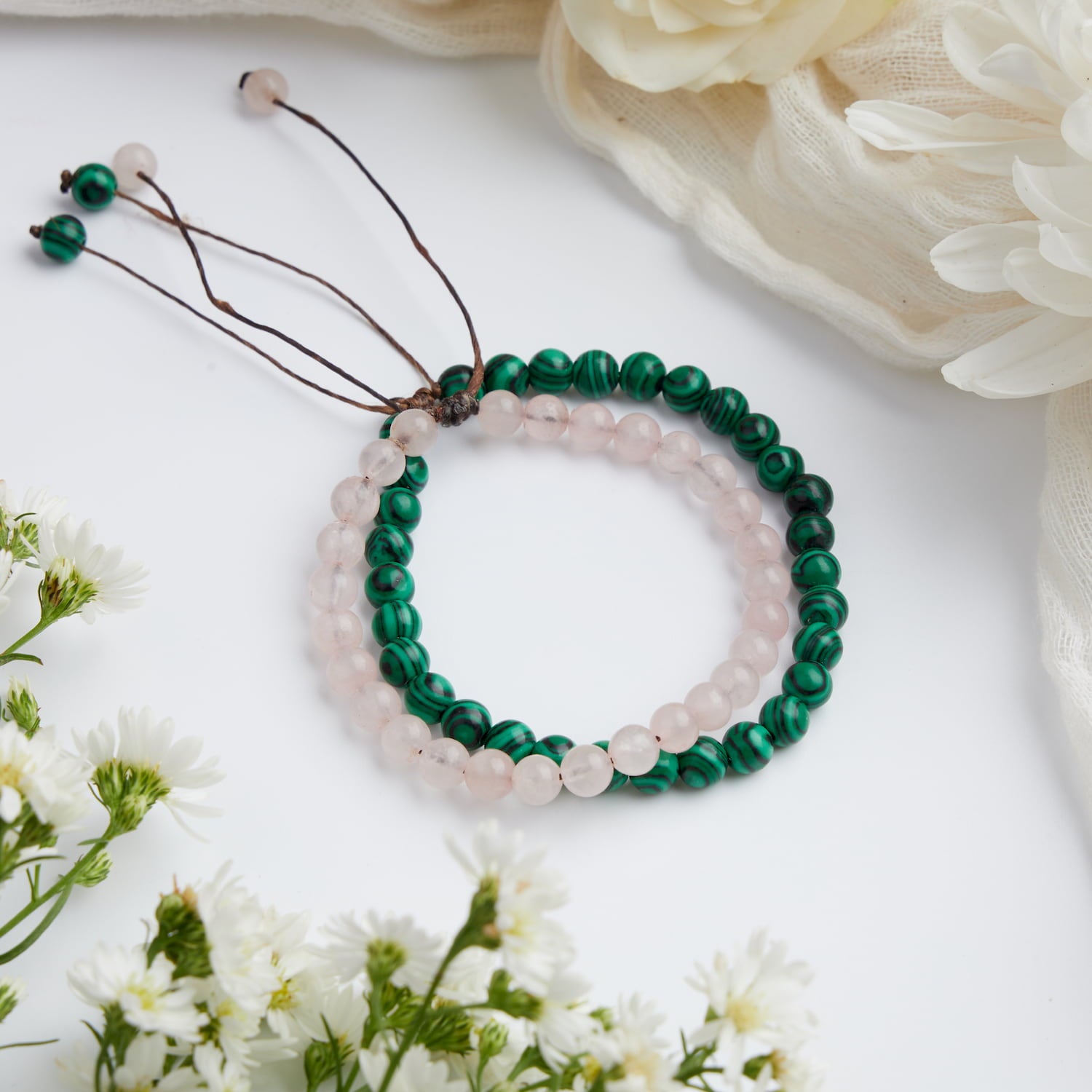 bracelet couple malachite quartz 6mm