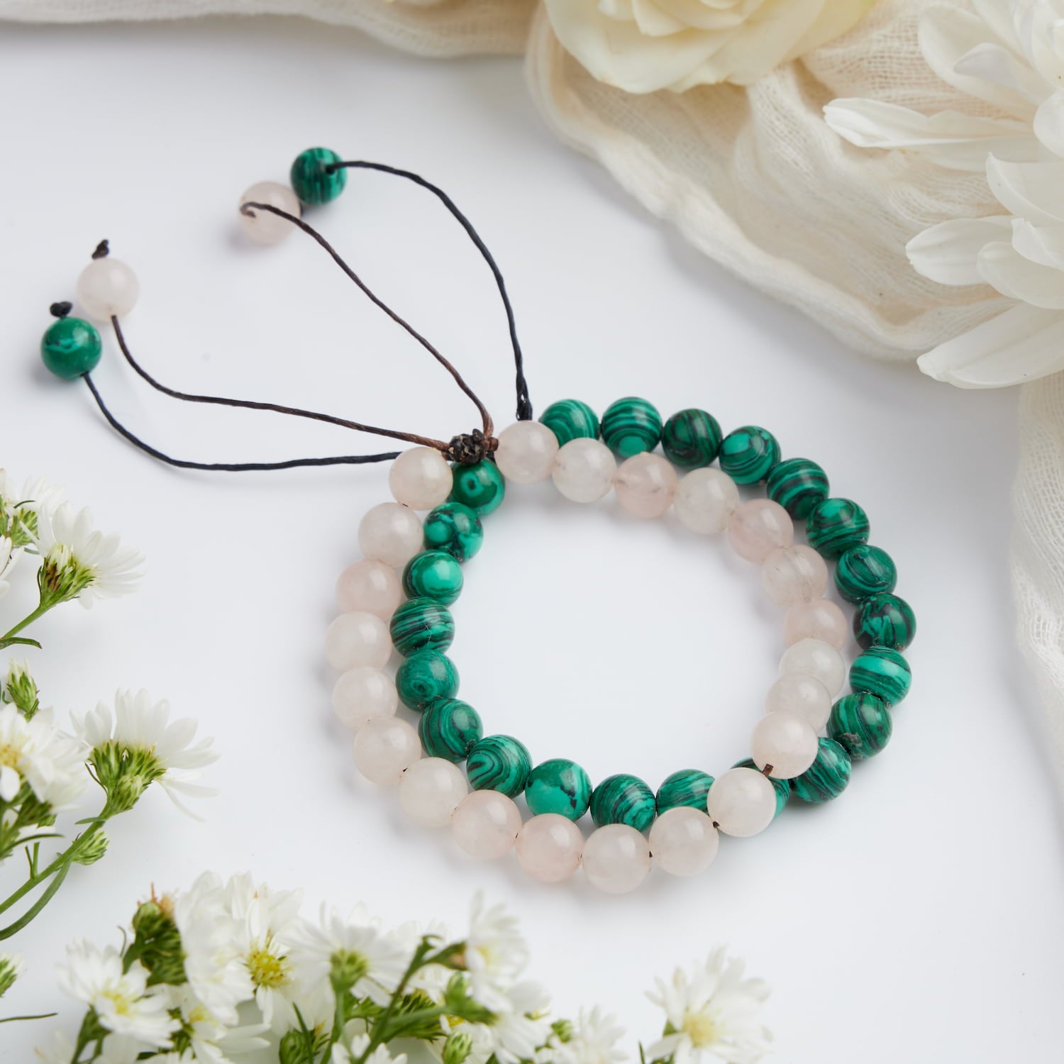 bracelet couple malachite quartz 8mm