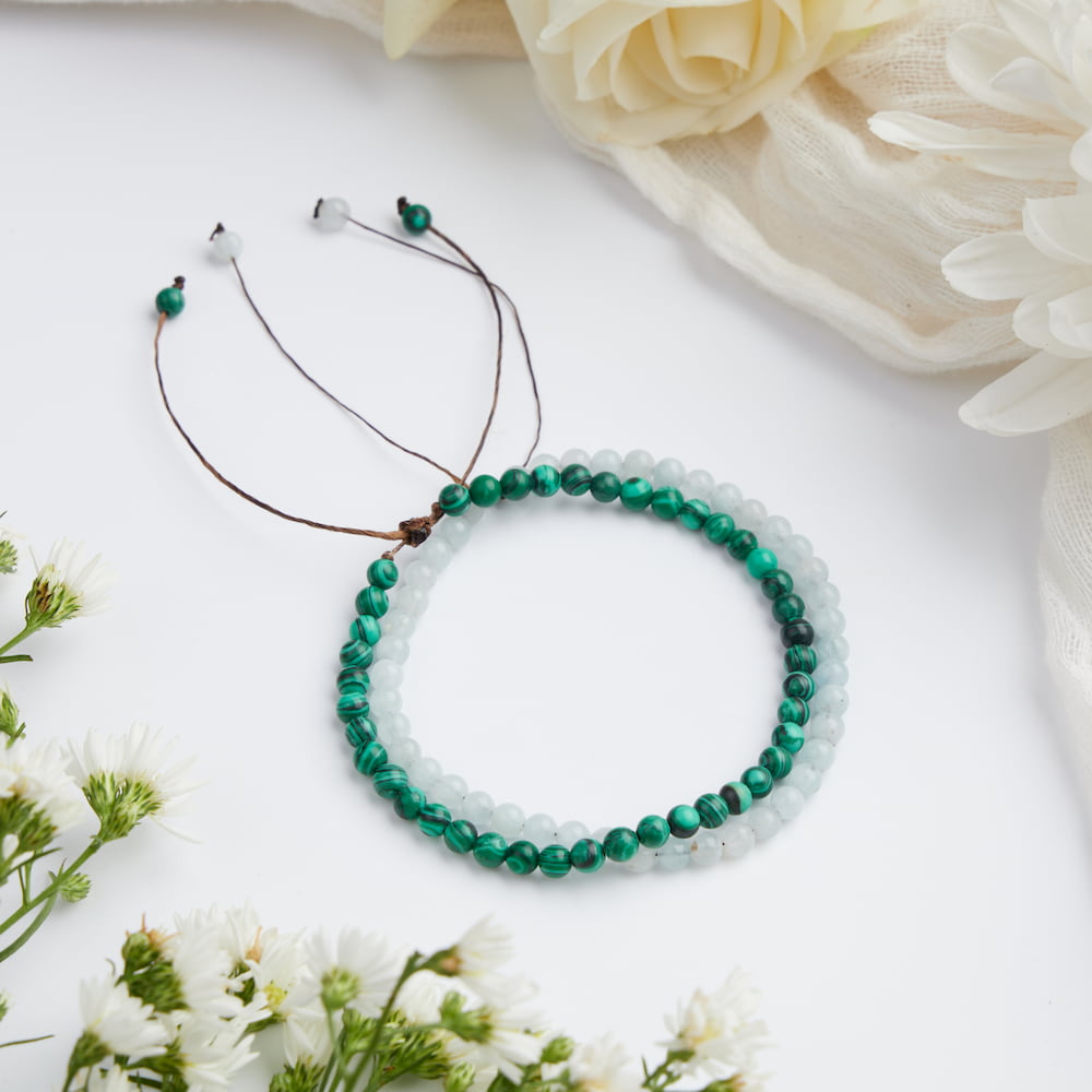 bracelet aigue marine malachite