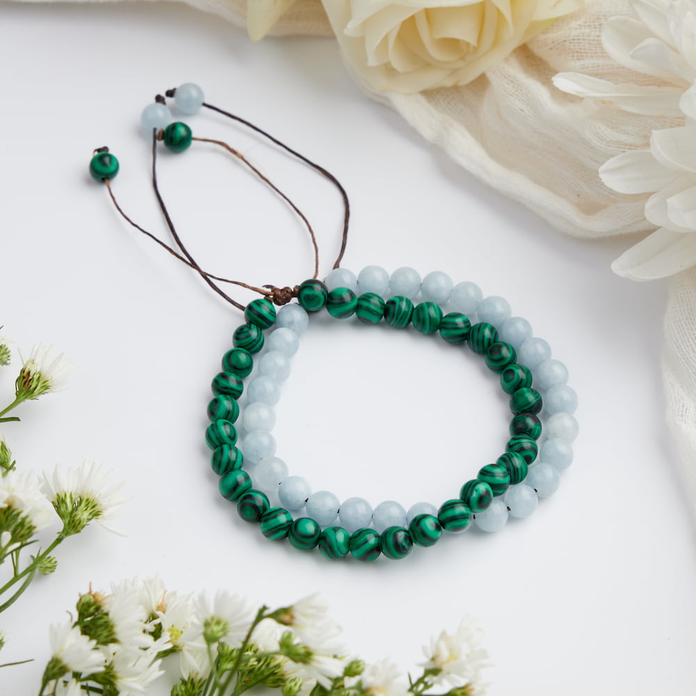 bracelet aigue marine malachite