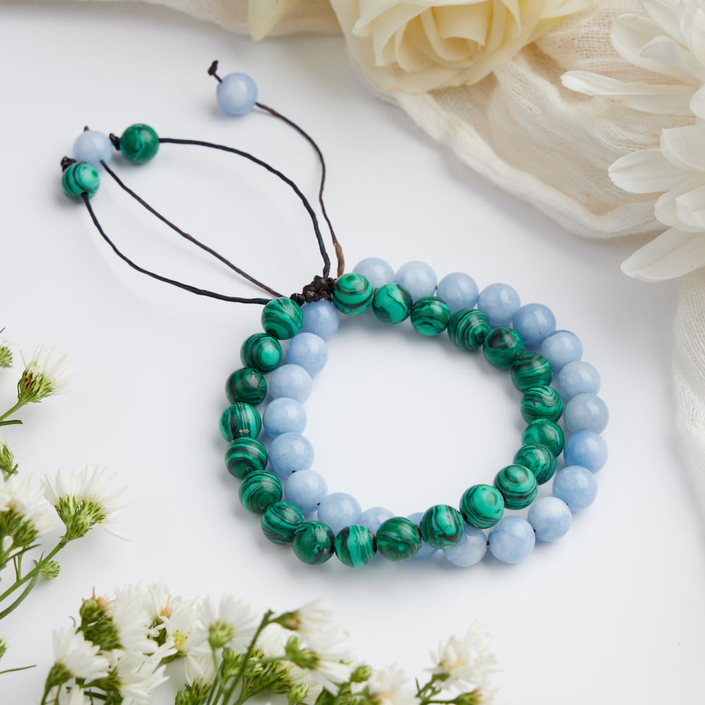 bracelet aigue marine malachite