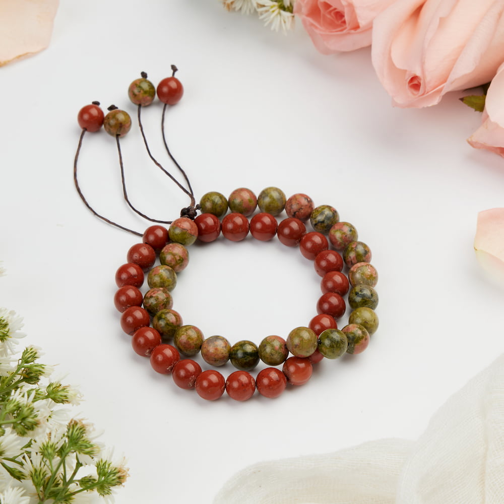 bracelet couple unakite jaspe 8mm