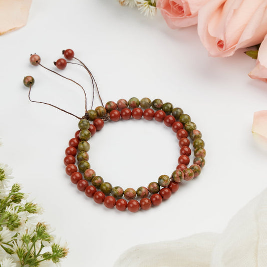 bracelet couple unakite jaspe 6mm