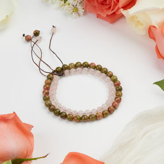 bracelet de couple unakite quartz rose