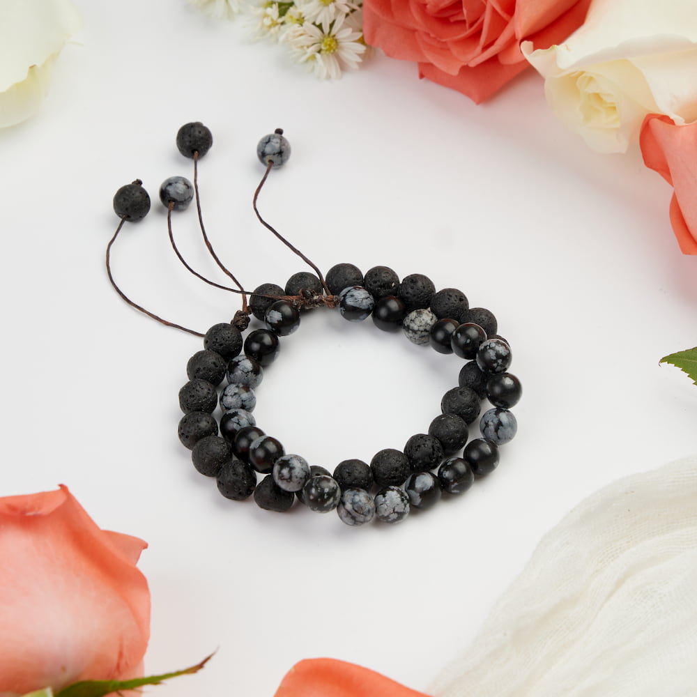 bracelet de couple obsidienne