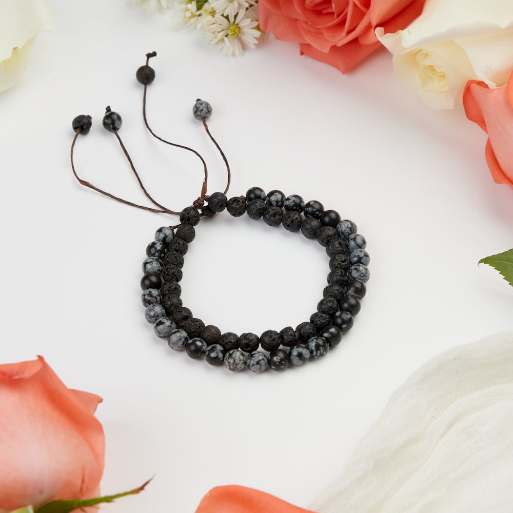 bracelet de couple obsidienne