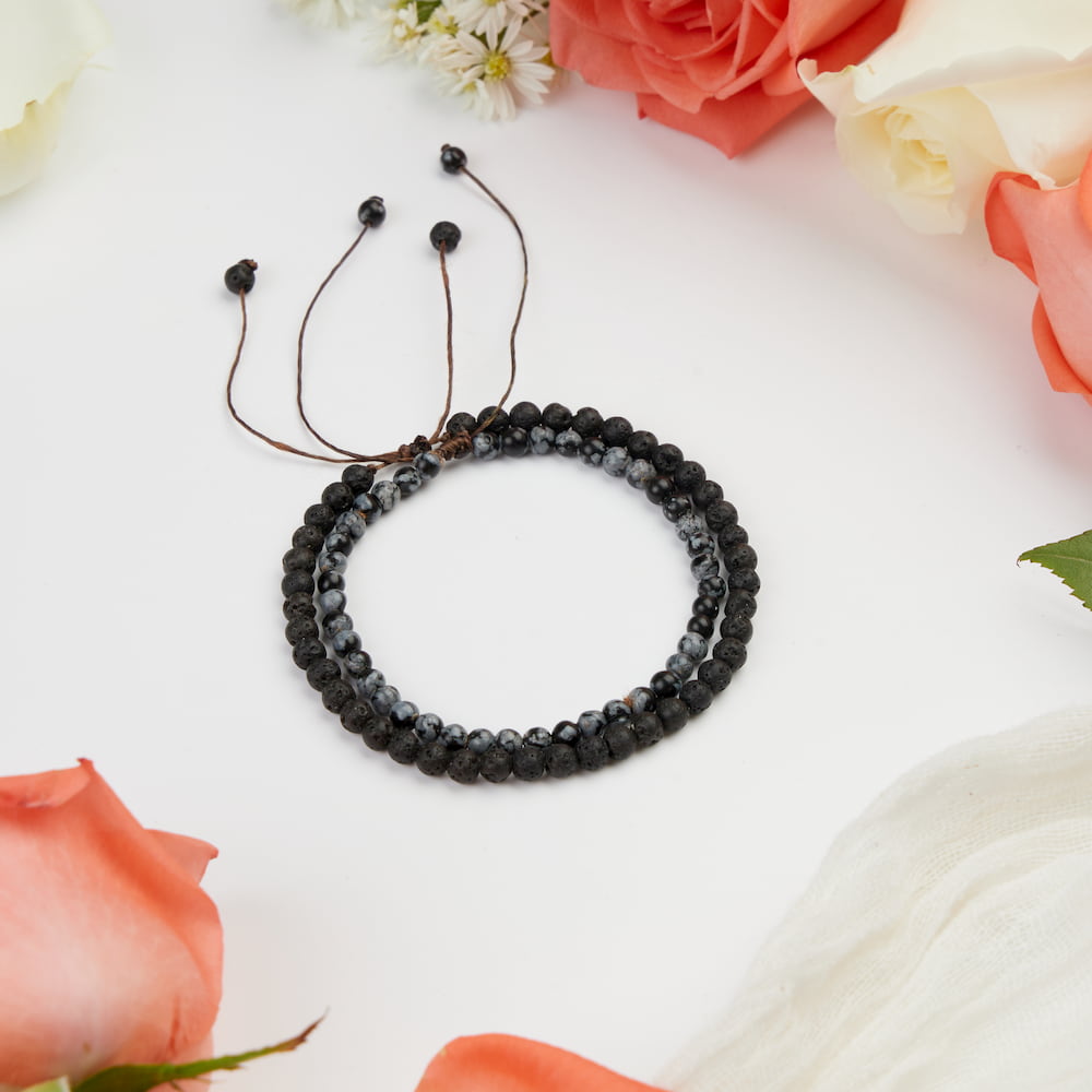 bracelet de couple obsidienne