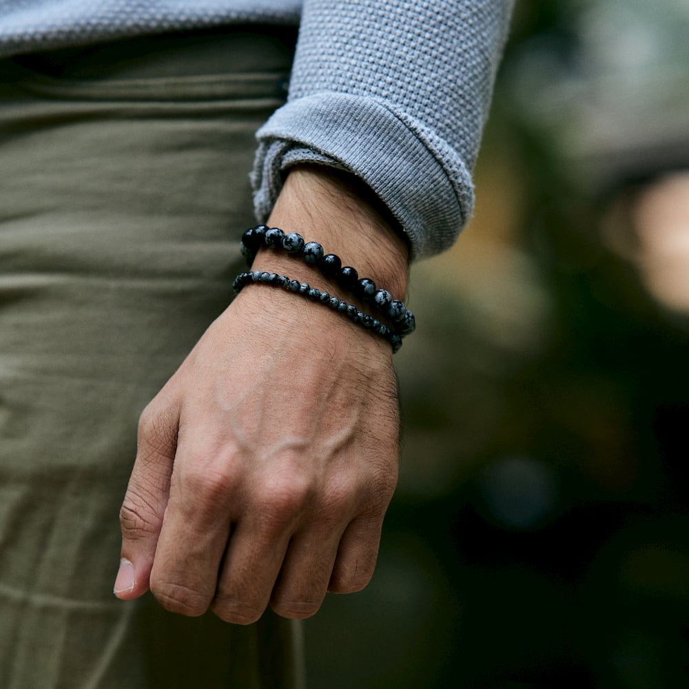 bracelet obsidienne mouchetée homme