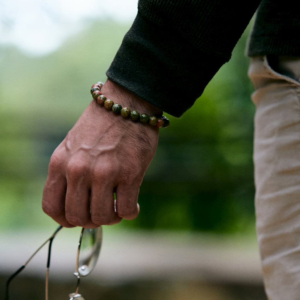 bracelet unakite homme