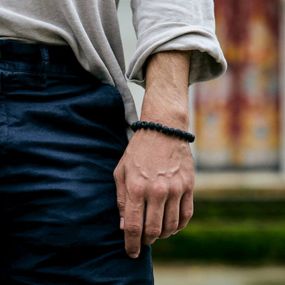 bracelet pierre de lave homme
