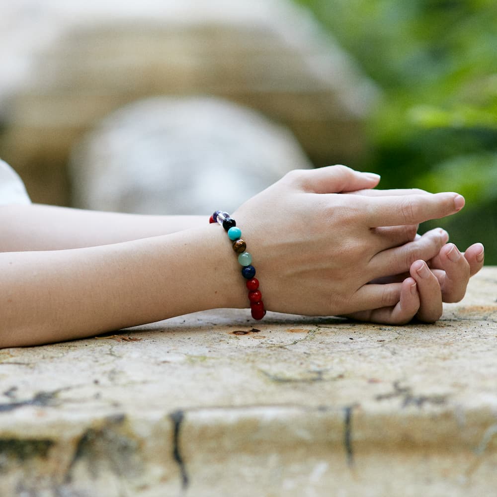 bracelet 7 chakras corail femme