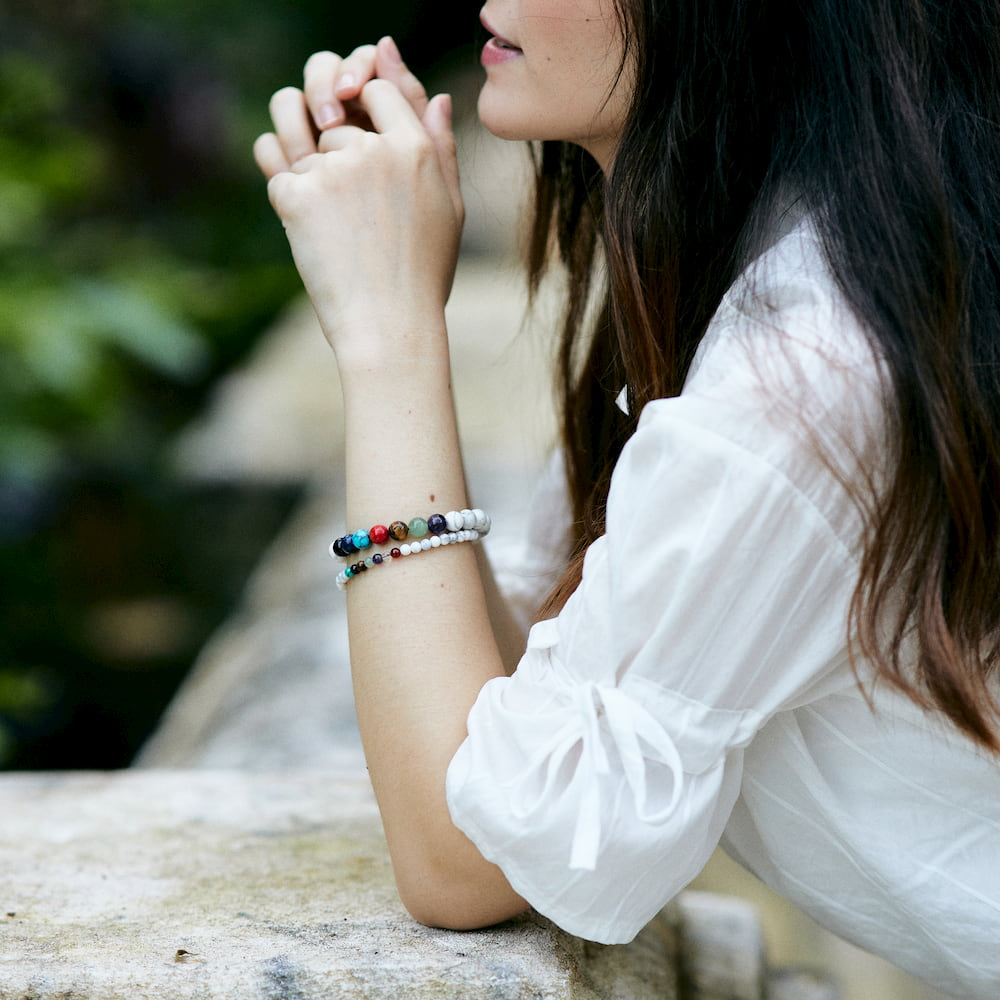 bracelet 7 chakras howlite femme