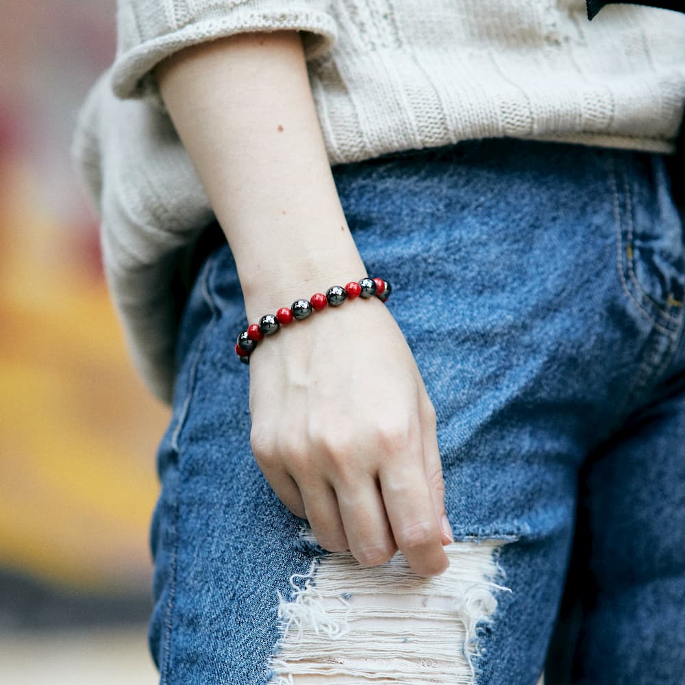 bracelet hematite corail femme