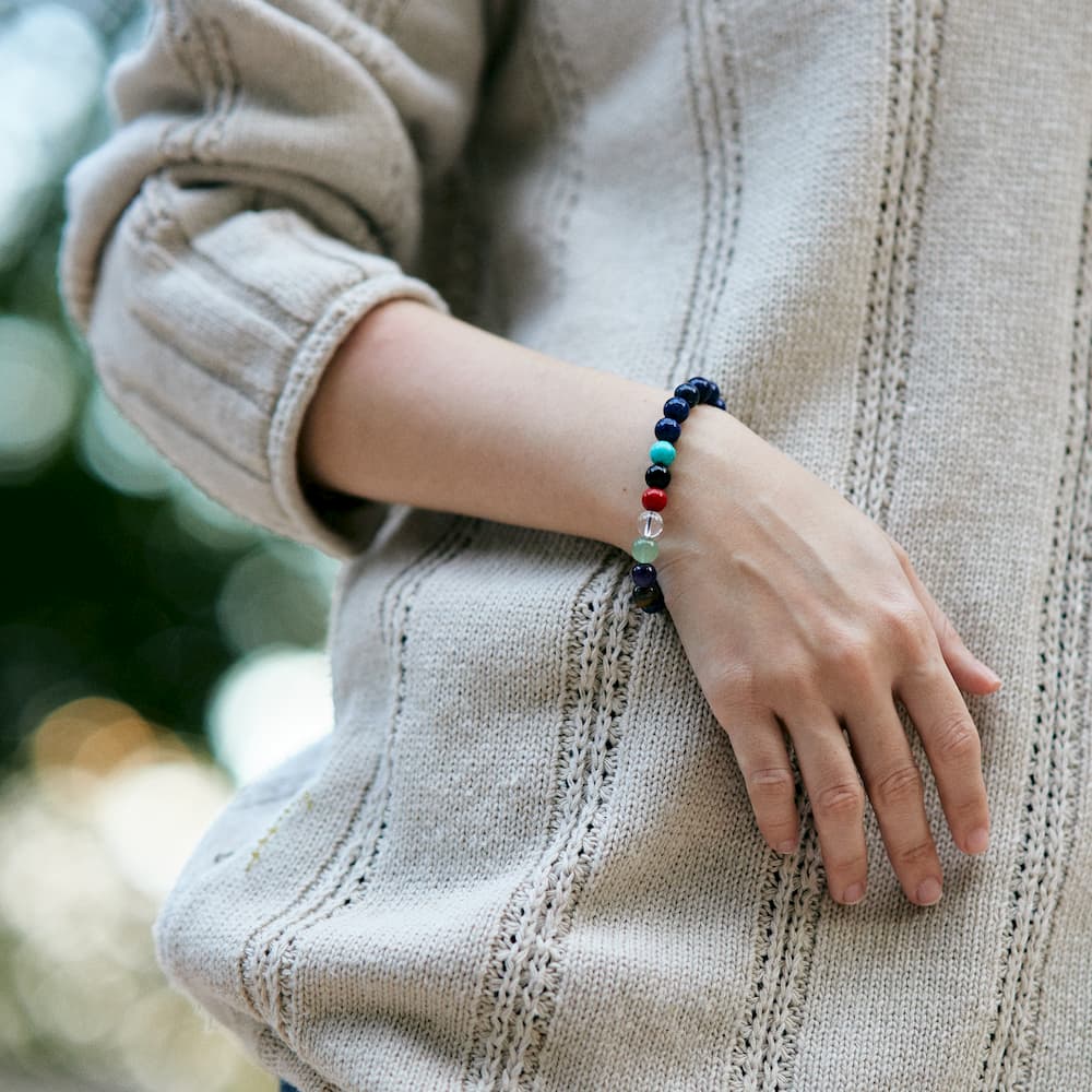 bracelet 7 chakras lapis lazuli femme