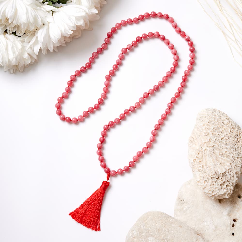 collier mala en jade rouge